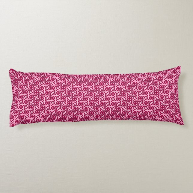 Egyptian tile pattern, burgundy and pink body pillow (Back)
