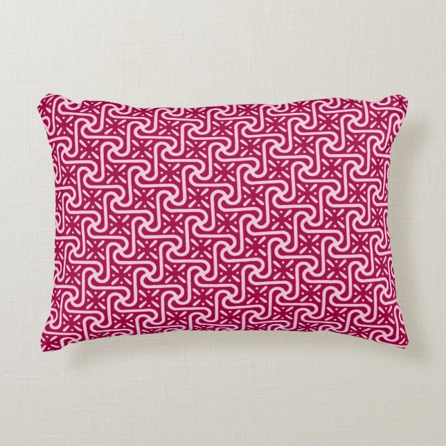 Egyptian tile pattern, burgundy and pink decorative pillow (Front)