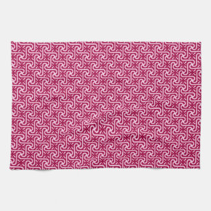 Egyptian tile pattern, burgundy and pink kitchen towel