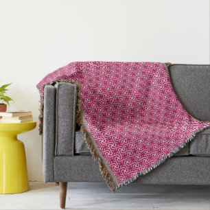 Egyptian tile pattern, burgundy and pink throw blanket