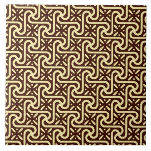 Egyptian tile pattern, chocolate brown and tan