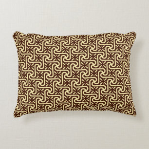 Egyptian tile pattern, chocolate brown and tan accent pillow