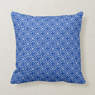 Egyptian tile pattern, cobalt blue and white throw pillow