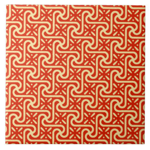 Egyptian tile pattern, coral orange