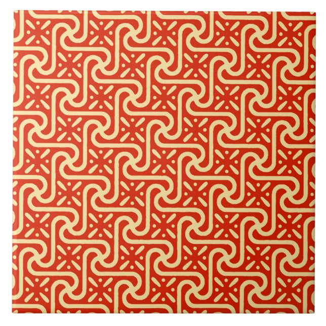 Egyptian tile pattern, coral orange (Front)
