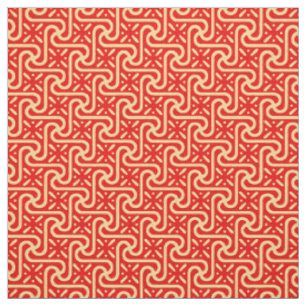 Egyptian tile pattern, coral orange fabric