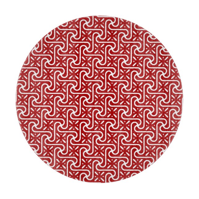 Egyptian tile pattern, dark red and white cutting board (Front)