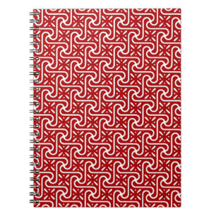 Egyptian tile pattern, dark red and white notebook