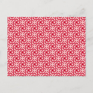 Egyptian tile pattern, deep and light pink postcard