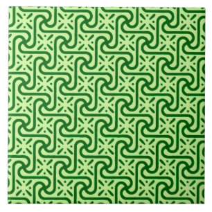 Egyptian tile pattern, emerald and lime green