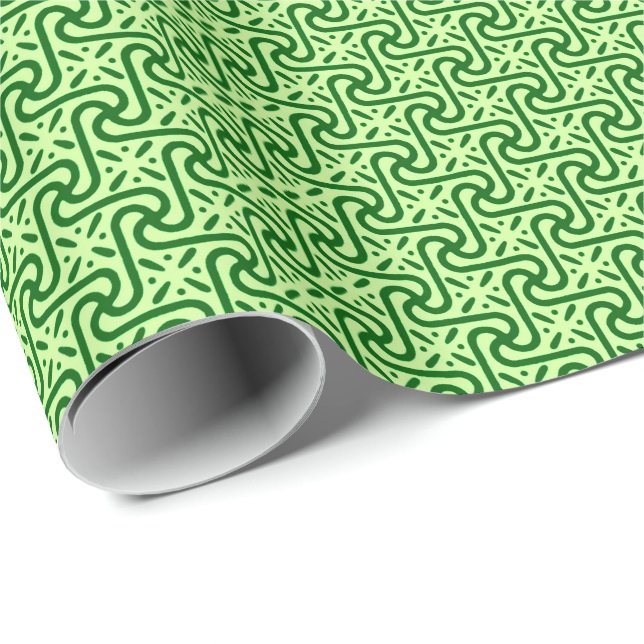 Egyptian tile pattern, emerald and lime green wrapping paper (Roll Corner)