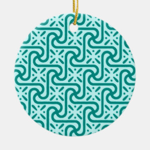 Egyptian tile pattern, turquoise and aqua ceramic ornament