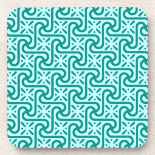 Egyptian tile pattern, turquoise and aqua coaster