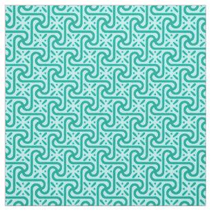 Egyptian tile pattern, turquoise and aqua fabric