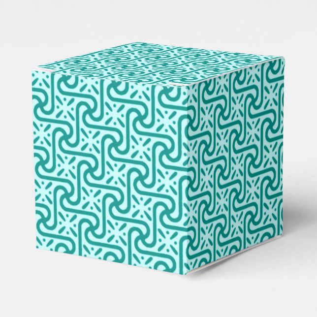 Egyptian tile pattern, turquoise and aqua favor box (Front Side)