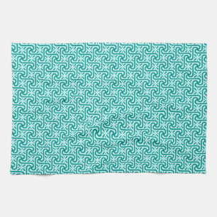 Egyptian tile pattern, turquoise and aqua kitchen towel