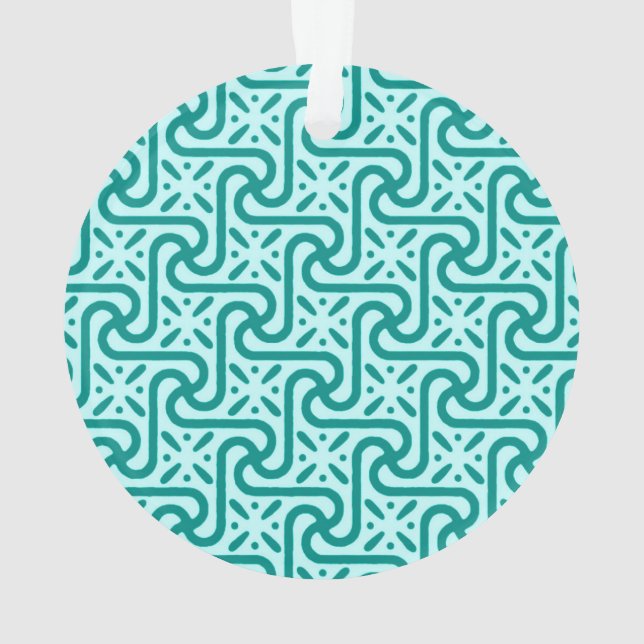 Egyptian tile pattern, turquoise and aqua ornament (Back)