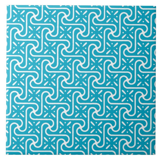 Egyptian tile pattern, turquoise and white (Front)