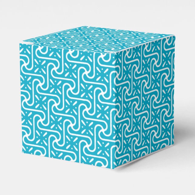 Egyptian tile pattern, turquoise and white favor box (Front Side)