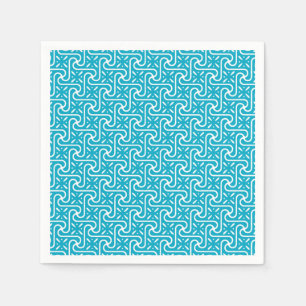 Egyptian tile pattern, turquoise and white napkin