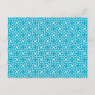 Egyptian tile pattern, turquoise and white postcard