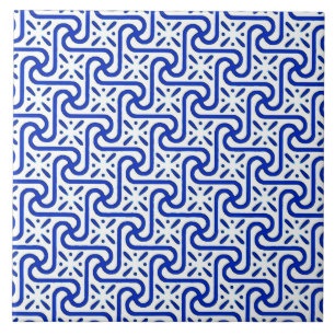 Egyptian tile pattern, white and cobalt blue