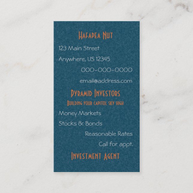 Egyptian Topaz Golden Pyramid Abstract Art Business Card (Front)