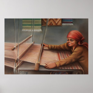 Egyptian Village Woman Carpet Weaver Traditional Poster