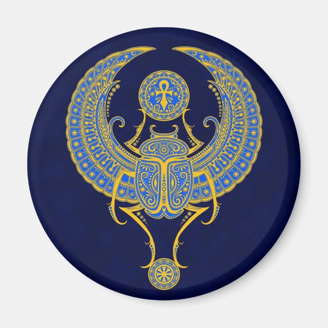 Egyptian Winged Scarab, Blue Magnet (Front)