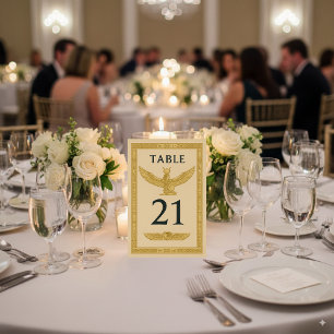 Egyptian Winged Sun & Ankh – Editable Table Number