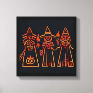 Egyptian Witches Halloween 3 Canvas Print