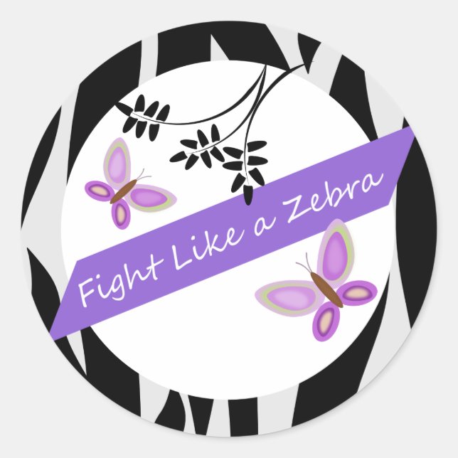 Ehlers-Danlos EDS Fight Like A Zebra Classic Round Sticker (Front)