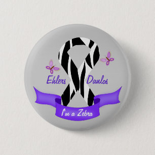 Ehlers-Danlos EDS I'm a Zebra Awareness Ribbon 2 Inch Round Button