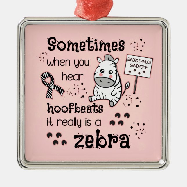 Ehlers-Danlos Syndrome Zebra Awareness Metal Ornament (Front)