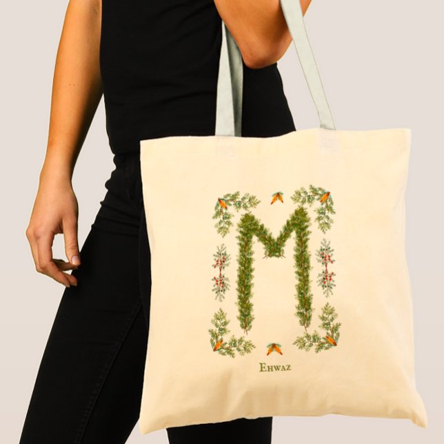 Ehwaz Rune in Evergreen Branches Personalized Tote Bag (Creator Uploaded)