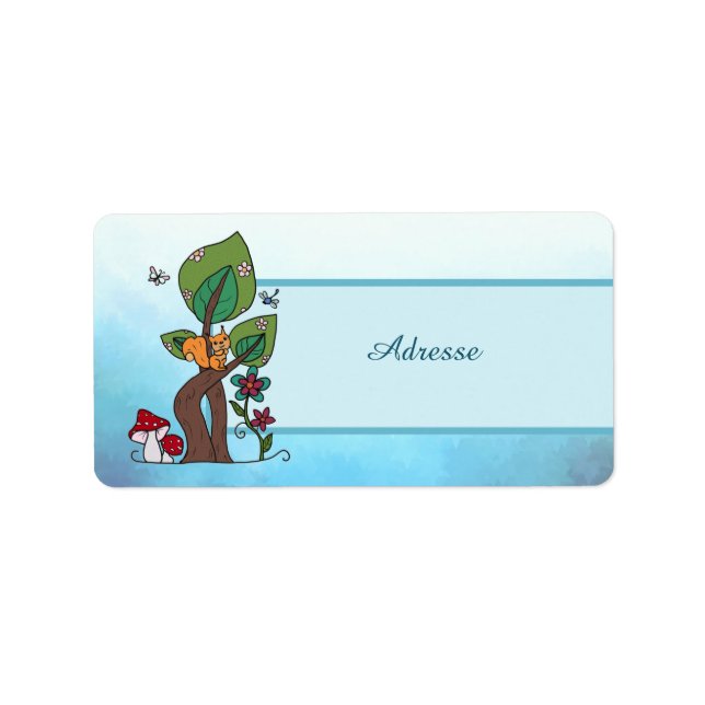 Eichhörnchen im  Baum Adressaufkleber Label (Front)
