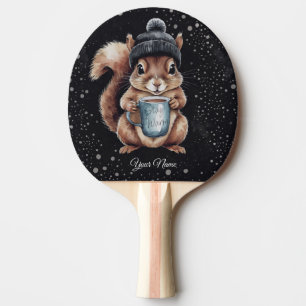 Eichhörnchen mit Tasse und Schnee „Stay Warm“ Ping Pong Paddle