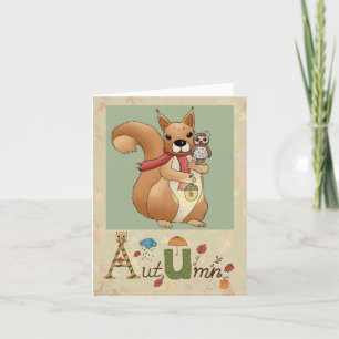 Eichhörnchen und Eule Holiday Card