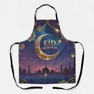 Eid Al Adha celebration Gold Moon Stars Apron