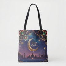 Eid Al Adha celebration Gold Moon Stars