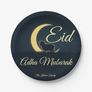 Eid  Al Adha Dark Blue Sheep Dinner  Paper Plate