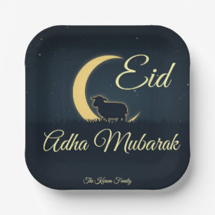 Eid  Al Adha Dark Blue Sheep Dinner  Paper Plate