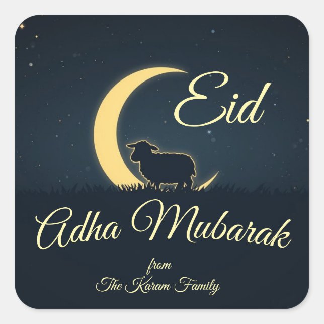 Eid  Al Adha Dark Blue Sheep Dinner  Square Sticker (Front)