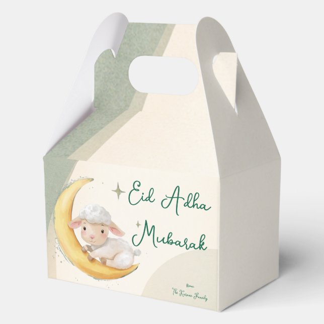 Eid  Al Adha Dusty Green cute Sheep Dinner  Favor Box (Back)