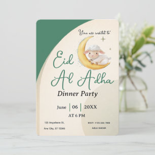 Eid  Al Adha Dusty Green Sheep  Card invitation