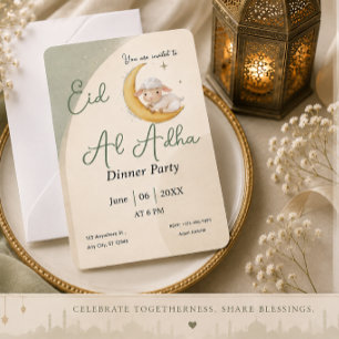Eid Al Adha Dusty Green Sheep Card invitation