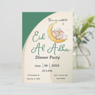Eid Al Adha Dusty Green Sheep Card invitation