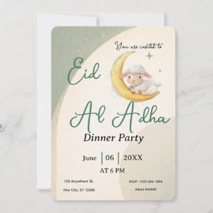 Eid  Al Adha Dusty Green Sheep Dinner Party Invitation