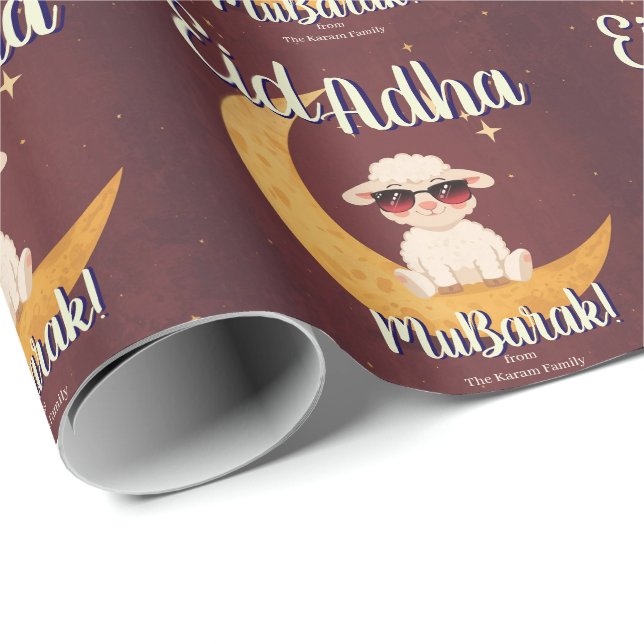 Eid  Al Adha Funny Cute Sheep Dinner  Wrapping Paper (Roll Corner)