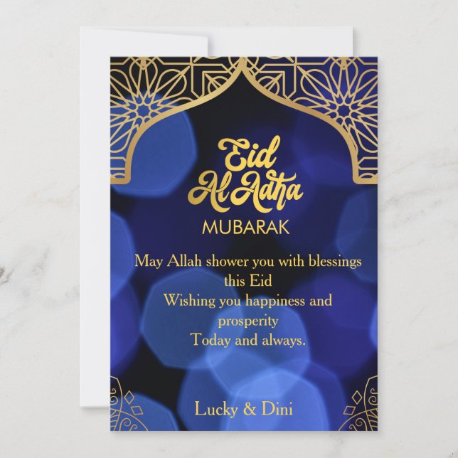 Eid Al Adha Golden Mandala Flat Holiday Card (Front)